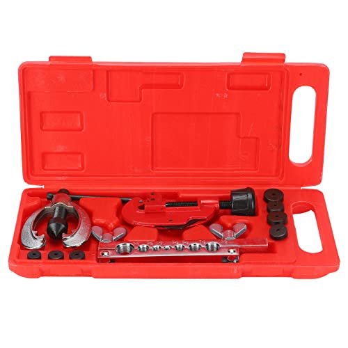 Flaring Tool Kit Werkzeug Set 10 - teilig, Rohr - Ratschenschlüssel mit Rohrschneider 3-30mm, Für Klimaleitung und Bremsleitung - Korrosionsbeständig, Präzise Verarbeitung, Für von QWUUYEC