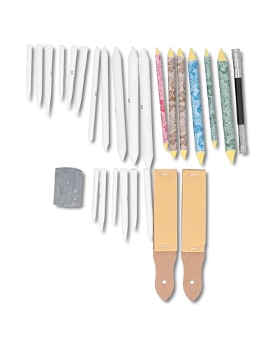 Mischstümpfe Set - Komprimiertes Papier, Schleifpapierschärfer zum glatten Verschmieren und Mischen von Holzkohle, Bleistift, Kreidekunstzubehör für Künstler Studenten sein von QWUUYEC