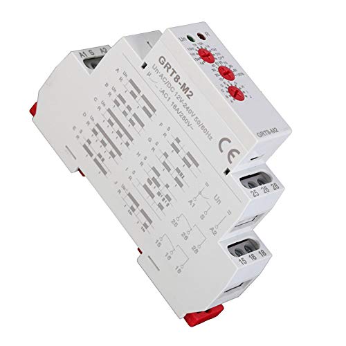 Multifunktionsrelais Zeitverzögerung, 10 Funktionen, DIN - Schiene, 12V - 240V AC/DC - Weit Einstellbar, LED Anzeige, Für Industrie und Lichtsteuerung von QWUUYEC