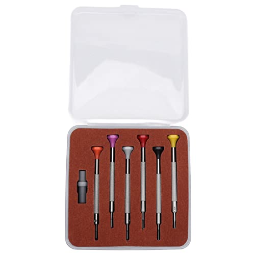 Präzisionsschraubendreher Set, 6 - teilig, Hochkohlenstoffstahl, Verschiedene Größen - Hohe Genauigkeit, Komfortabler Griff, Für Uhrenreparatur und Schmuckarbeiten von QWUUYEC