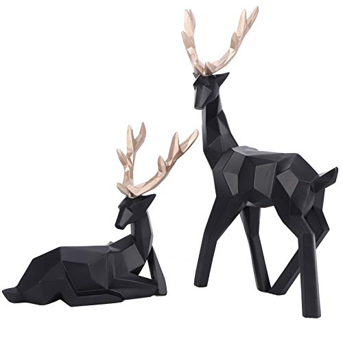QWUUYEC Elch Skulptur aus Resin, Style, 17x30cm, Schwarze Holzskulptur Dekofigur - Leicht, Umweltfreundlich, Für Wohnzimmer Und Büro Dekoration von QWUUYEC