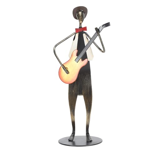 QWUUYEC Gitarrenspieler Statue aus Metall, Realistische Musiker Skulptur in Matt, Abstrakte Gitarrist Figur für Büro und Zuhause - Hochwertige Handarbeit, Dekorative Geschenkidee für von QWUUYEC