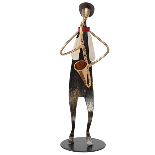 QWUUYEC Saxophonspieler Statue Aus Eisen, Handgefertigte Musiker Figur, Dekorative Skulptur Für Zuhause - Robuste Verarbeitung, Einzigartiges Design, Ideal Für Musikliebhaber Und von QWUUYEC