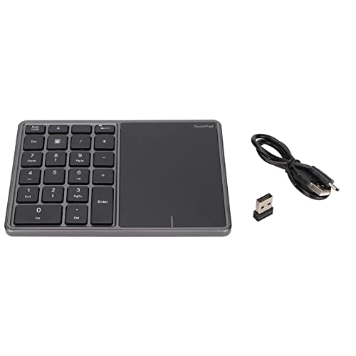 QWUUYEC Wireless Zahlenpad – 22 - Tasten kabelloses Ziffernfeld mit Touchpad + Dual - Modus Verbindung mit Type C Schnittstelle für Laptop, PC, Mac (Grau) von QWUUYEC