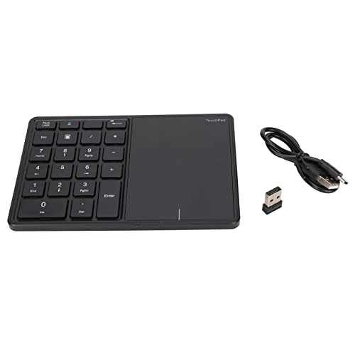 QWUUYEC Wireless Zahlenpad – 22 - Tasten kabelloses Ziffernfeld mit Touchpad + Dual - Modus Verbindung mit Type C Schnittstelle für Laptop, PC, Mac (Schwarz) von QWUUYEC