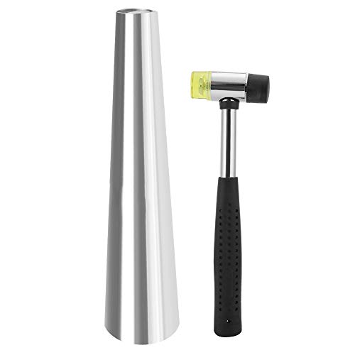 Runder Armreif Mandrel mit Gummihammer, Edelstahl Schmuckwerkzeug 30,5 cm - Präzise Messung, Robuste Verarbeitung, Ideal für Schmuckherstellung und Reparatur von QWUUYEC