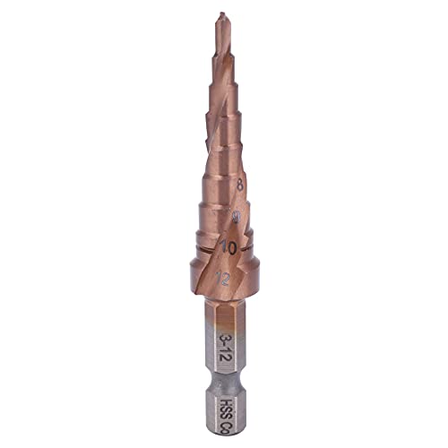 Stufenbohrer Metall Cobalt Beschichtet, HSS Hex Schaft, 6-35mm Lochbohrer Set - Hohe Verschleißfestigkeit, Multifunktional Für Stahl, Holz, Kunststoff (3-12) von QWUUYEC