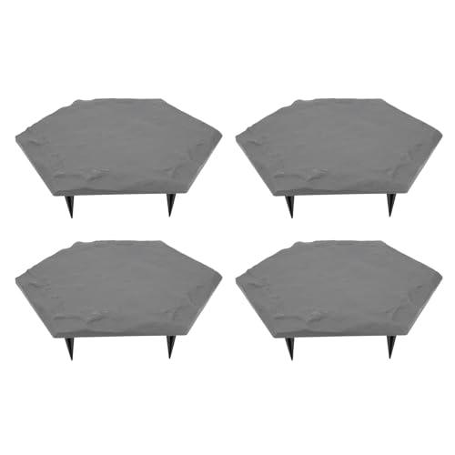 Trittsteine Außenbereich 4er Set, Wetterfest, 22cm Hex Beige Mit 24 Erdspießen - Stabilität Und Langlebigkeit, Leichtes Design Für Garten Und Rasenflächen (Typ 2) von QWUUYEC
