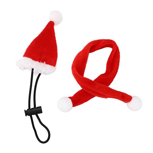 Weihnachts -Echsen -Kostüm -Set - Hut und Verstellbarer Schal, weiches bequemes Material, Festliche Urlaubswärme für Eidechsen und kleine Haustiere, passt zu verschiedenen Größen, von QWUUYEC
