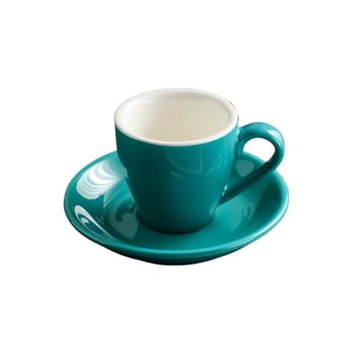 Kaffeetassen Set 80ML Keramik Kaffeetasse Set Nachmittagstee Tassen und Teller Becher Keramik Kaffeetasse(Blue 3) von QWWQYDY