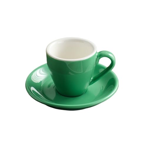 Kaffeetassen Set 80ML Keramik Kaffeetasse Set Nachmittagstee Tassen und Teller Becher Keramik Kaffeetasse(Green 2) von QWWQYDY