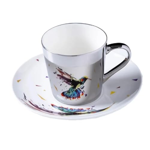 Kaffeetassen Set Kaffeebecher Keramik Kaffeetasse und Untertasse Set Lustige Tassen(250ML,Color-1) von QWWQYDY
