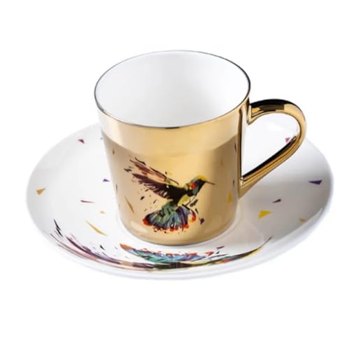 Kaffeetassen Set Kaffeebecher Keramik Kaffeetasse und Untertasse Set Lustige Tassen(250ML,Color-2) von QWWQYDY