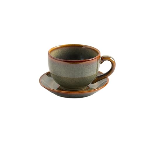 Kaffeetassen Set Retro Becher Kaffeetasse Keramik Tasse und Untertasse Set Büro Nachmittag Wasser Tasse(Green) von QWWQYDY