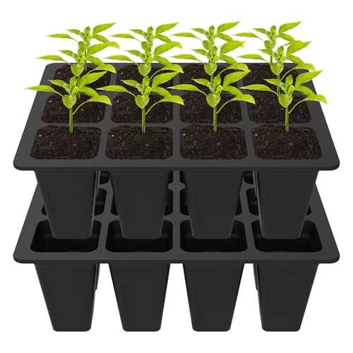 QWWQYDY Anzuchtschale 2 Stück Saatgut-Startertablett, Silikon-Startertablett Mit Ablauflöchern, Setzling-Startertablett, 12-Zellen-Setzlingtabletts(Black 2PCS) von QWWQYDY