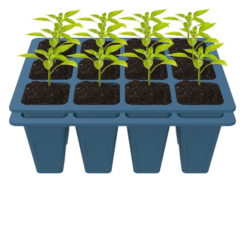 QWWQYDY Anzuchtschale 2 Stück Saatgut-Startertablett, Silikon-Startertablett Mit Ablauflöchern, Setzling-Startertablett, 12-Zellen-Setzlingtabletts(Dark Green 2PCS) von QWWQYDY