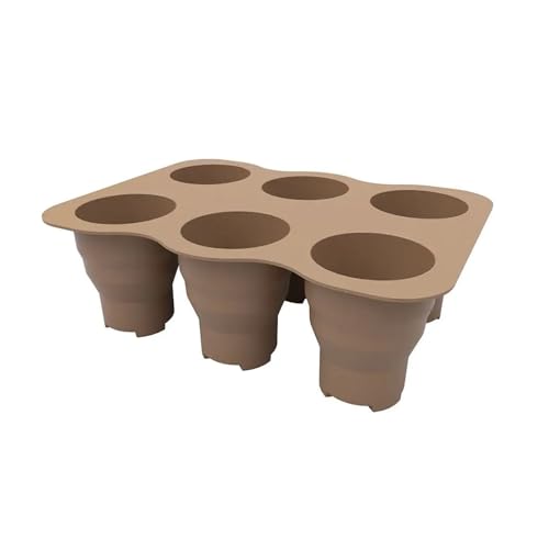 QWWQYDY Anzuchtschale Wiederverwendbare Garten-Saattopfschale aus Silikon, zusammenklappbare Pflanzbox mit Entwässerungslöchern, Saatstarterschale(Dark Brown) von QWWQYDY