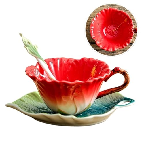 QWWQYDY Kaffeetassen Set 180ML Becher Tee Kaffeetasse Untertasse Set Home Office Keramik Teetasse Trinkset(Color2) von QWWQYDY