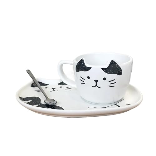 QWWQYDY Kaffeetassen Set 200ML Keramik Tassen Kaffee Tassen Gericht Set Mit Tablett Und Löffel Nette Restaurant Nachmittag Tee(Color1) von QWWQYDY