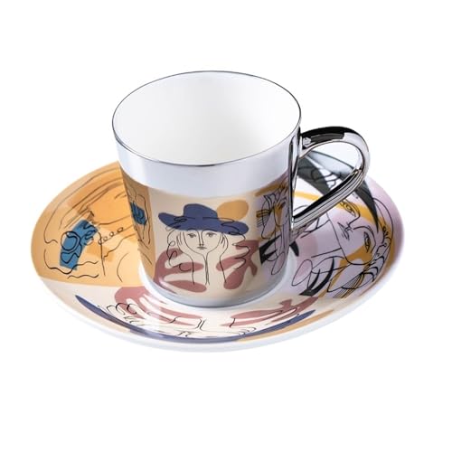 QWWQYDY Kaffeetassen Set Kaffeebecher Keramik Kaffeetasse und Untertasse Set Lustige Tassen(Color 1) von QWWQYDY
