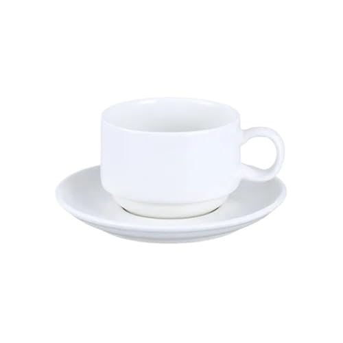 QWWQYDY Kaffeetassen Set Kaffeetasse und Untertasse Set Keramik Pure White Milch Teetasse(Style 5) von QWWQYDY