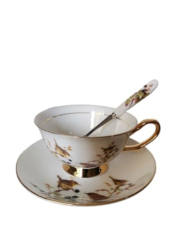 QWWQYDY Kaffeetassen Set Kreative Kaffeetasse Keramik Freizeit Nachmittagstee-Set mit Löffel(Color5) von QWWQYDY