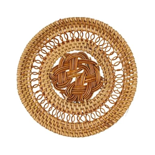 QWWQYDY Rattan Untersetzer 2 stücke Handgemachte Rattan Untersetzer Wärmedämmung Und Anti-Schleudern Tee Tasse Pad Wiederverwendbare rutschfeste Becher Untersetzer Drink Decor(Style1,8cm) von QWWQYDY