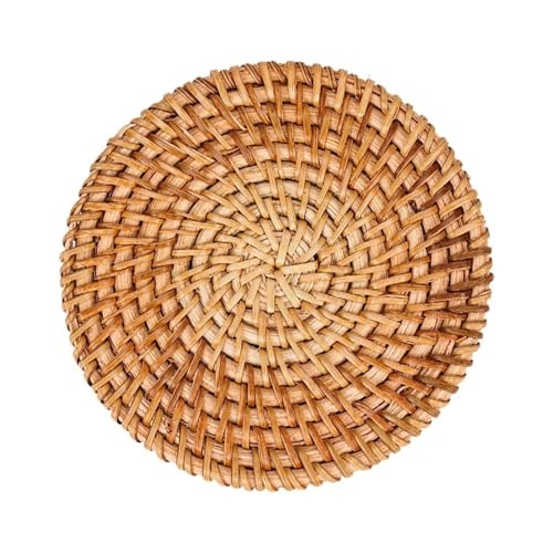 QWWQYDY Rattan Untersetzer 4 stücke Untersetzer Woven Rattan Tischsets Runde Geschirr Matten Tee Kaffee Tasse Pads Isolierung Kaffee Tasse Untersetzer Teekanne Matte(Style1,8cm) von QWWQYDY