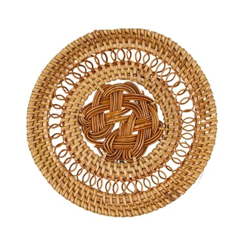 QWWQYDY Rattan Untersetzer 4 stücke Untersetzer Woven Rattan Tischsets Runde Geschirr Matten Tee Kaffee Tasse Pads Isolierung Kaffee Tasse Untersetzer Teekanne Matte(Style2,8cm) von QWWQYDY