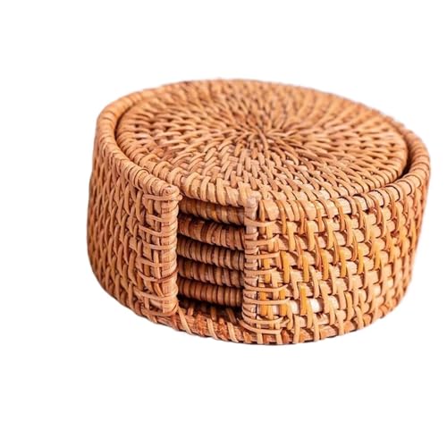QWWQYDY Rattan Untersetzer 6 Teile/Satz Runde Isolierte Tee Tasse Pad Rattan Gewebt Tee Pad Tee-Set Zubehör Haushalt Tee Zimmer Dekoration Tasse Pad untersetzer(Diameter 8cm) von QWWQYDY