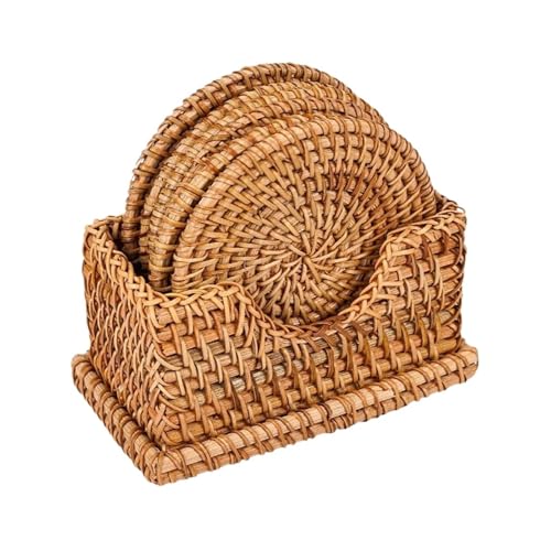 QWWQYDY Rattan Untersetzer 6Pcs 8/13Cm Untersetzer Set for Tee Zubehör Runde Geschirr Tischset Schüssel Matte Rattan Weben Tasse Matte Pad Durchmesser(Style3,13cm) von QWWQYDY