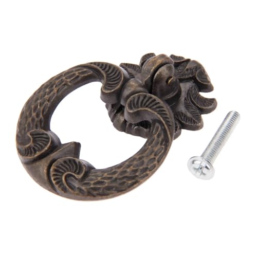 QWWQYDY Türknöpfe 1 Satz Ringknopf Antikbronze Griff Einlochgriff mit Schraube Küchenschrank Schublade Kleiderschrank Schrank Dekor 44 * 61 mm Retro-Spitze von QWWQYDY