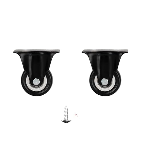 Schwerlastrollen 2-4 stücke Möbel Rollen Räder Swivel Caster Schwarz Roller Rad for Heavy Duty Plattform Trolley ChairHouseholdAccessorie(2 Pcs-Fixed,1.5 inches) von QWWQYDY