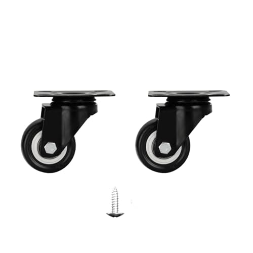 Schwerlastrollen 2-4 stücke Möbel Rollen Räder Swivel Caster Schwarz Roller Rad for Heavy Duty Plattform Trolley ChairHouseholdAccessorie(2 Pcs-Swivel,1.5 inches) von QWWQYDY