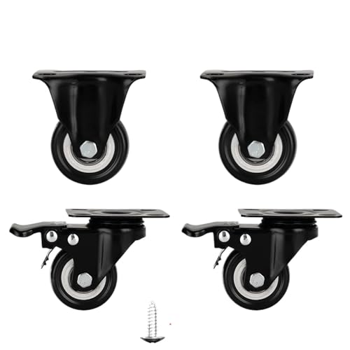 Schwerlastrollen 2-4 stücke Möbel Rollen Räder Swivel Caster Schwarz Roller Rad for Heavy Duty Plattform Trolley ChairHouseholdAccessorie(2 fixed 2 brake,2 inches) von QWWQYDY