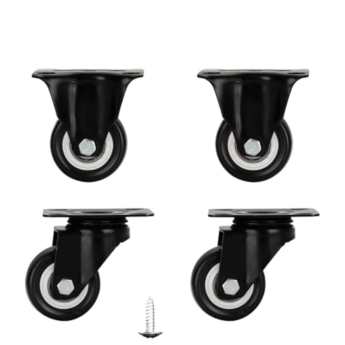 Schwerlastrollen 2-4 stücke Möbel Rollen Räder Swivel Caster Schwarz Roller Rad for Heavy Duty Plattform Trolley ChairHouseholdAccessorie(2 fixed 2 swivel,1.5 inches) von QWWQYDY