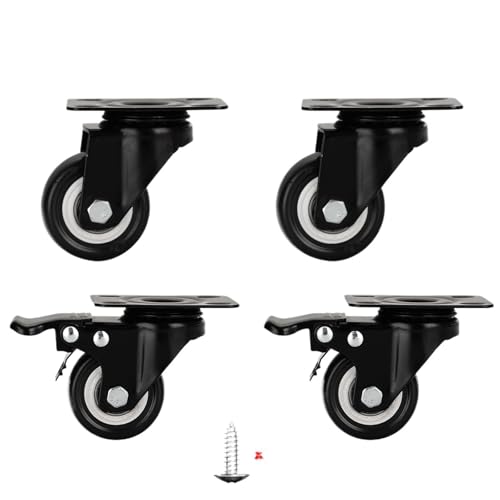 Schwerlastrollen 2-4 stücke Möbel Rollen Räder Swivel Caster Schwarz Roller Rad for Heavy Duty Plattform Trolley ChairHouseholdAccessorie(2 swivel 2 brake,1.5 inches) von QWWQYDY