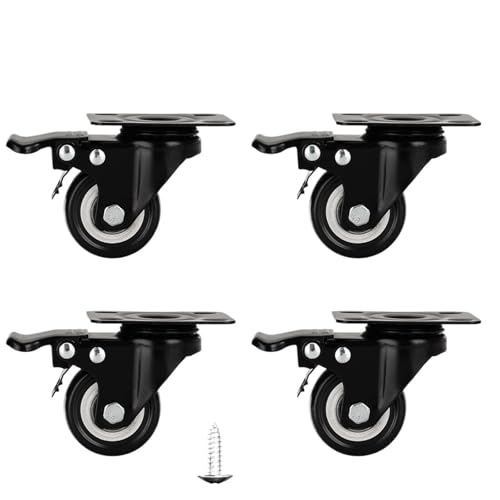Schwerlastrollen 2-4 stücke Möbel Rollen Räder Swivel Caster Schwarz Roller Rad for Heavy Duty Plattform Trolley ChairHouseholdAccessorie(4 Pcs-Brake,1.5 inches) von QWWQYDY