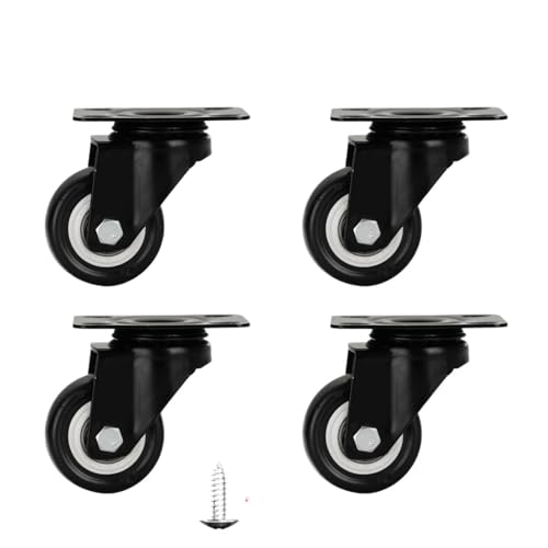Schwerlastrollen 2-4 stücke Möbel Rollen Räder Swivel Caster Schwarz Roller Rad for Heavy Duty Plattform Trolley ChairHouseholdAccessorie(4 Pcs-Swivel,1.5 inches) von QWWQYDY