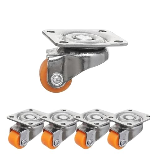 Schwerlastrollen 24/1 STÜCKE Mini-Universalrad 360°-Drehscheibe Gummi-Lenkrollen for Spielzeugwagen Aufbewahrungsboxen Möbelwagen Caster(Orange,4PCS) von QWWQYDY