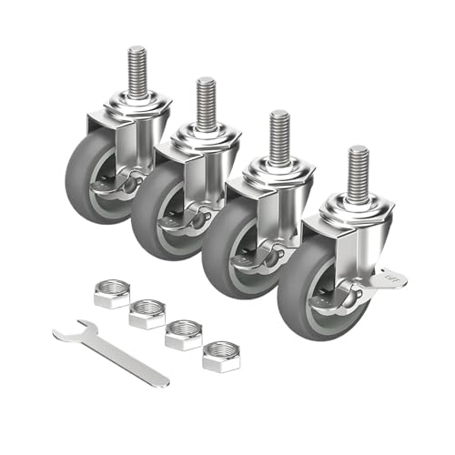 Schwerlastrollen 3-Zoll-Rollen, Schwerlastrollen mit Bremsen, Feststell-Gummiräder, Plattenschwenker for Möbelwagen(Brakes) von QWWQYDY