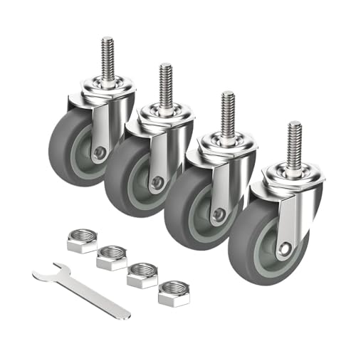 Schwerlastrollen 3-Zoll-Rollen, Schwerlastrollen mit Bremsen, Feststell-Gummiräder, Plattenschwenker for Möbelwagen(No brakes) von QWWQYDY