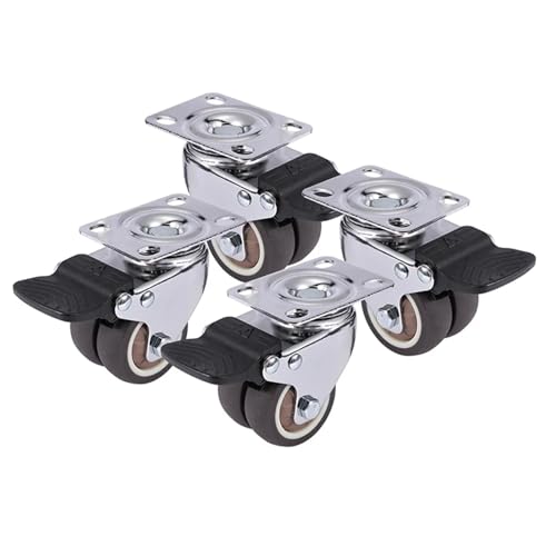 Schwerlastrollen 4 STÜCKE Lenkrollen 1,5 "/2" Heavy Duty Weichgummirolle Möbelrolle Mit Bremse for Plattformwagen(4PCS with brake,2 inch) von QWWQYDY