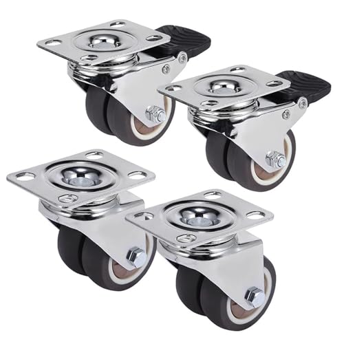 Schwerlastrollen 4 STÜCKE Lenkrollen 1,5 "/2" Heavy Duty Weichgummirolle Möbelrolle Mit Bremse for Plattformwagen(Brake and no brake,1.5 Inch) von QWWQYDY