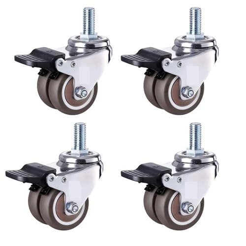 Schwerlastrollen 4 Teile/satz 2 ”Heavy Duty Swivel Stem Gummi Caster Räder M12 X 25mm Feststellrollen Ersatz for Möbel(Set 3) von QWWQYDY