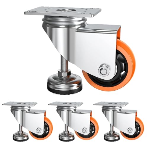 Schwerlastrollen 4 stücke Nivellierrollen 3in Durchmesser 360 Grad Schwenkrollen Einstellbar Mit Füßen for Werkbank Maschine Möbel von QWWQYDY
