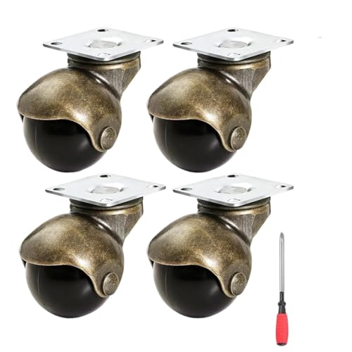 Schwerlastrollen Messingrollen mit Bremse, 2' Kugel for Möbel, Desktop 360 Grad drehbare obere Platte(1.5 inch activity) von QWWQYDY