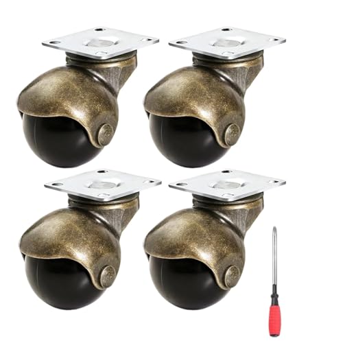 Schwerlastrollen Messingrollen mit Bremse, 2' Kugel for Möbel, Desktop 360 Grad drehbare obere Platte(2 inch activity) von QWWQYDY