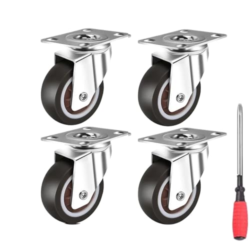 Schwerlastrollen Rollen, 2 Zoll, 4er-Set, Hochleistungs-Lenkrollen, mit Bremsen for Möbel, Tische, Karren(1 inch activity) von QWWQYDY