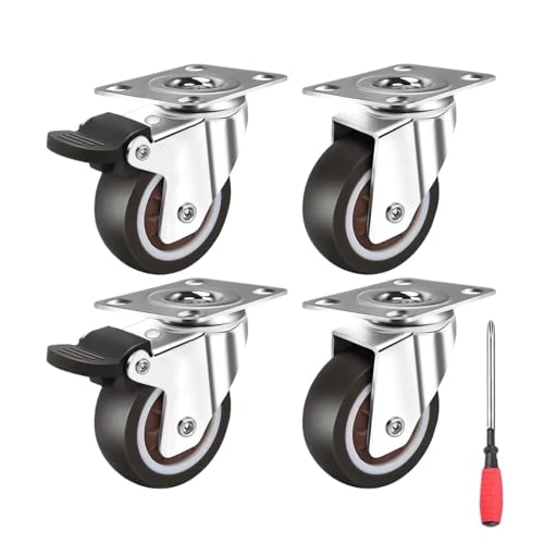 Schwerlastrollen Rollen, 2 Zoll, 4er-Set, Hochleistungs-Lenkrollen, mit Bremsen for Möbel, Tische, Karren(1 inch combination) von QWWQYDY